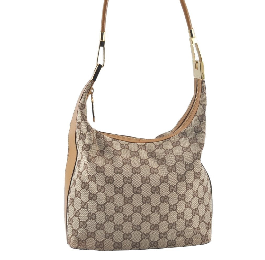 Authentic GUCCI Vintage Shoulder Bag Purse GG Canvas Leather 0013814 Brown 7178J