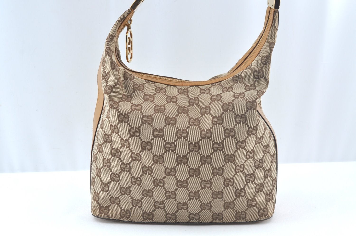 Authentic GUCCI Vintage Shoulder Bag Purse GG Canvas Leather 0013814 Brown 7178J