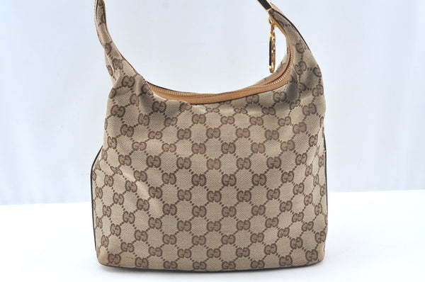 Authentic GUCCI Vintage Shoulder Bag Purse GG Canvas Leather 0013814 Brown 7178J