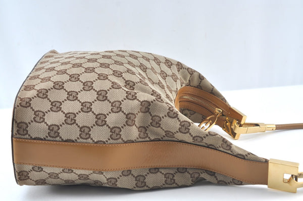 Authentic GUCCI Vintage Shoulder Bag Purse GG Canvas Leather 0013814 Brown 7178J