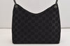 Authentic GUCCI Bamboo Shoulder Bag Purse GG Suede 0013008 Black Junk 7185J