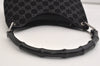 Authentic GUCCI Bamboo Shoulder Bag Purse GG Suede 0013008 Black Junk 7185J