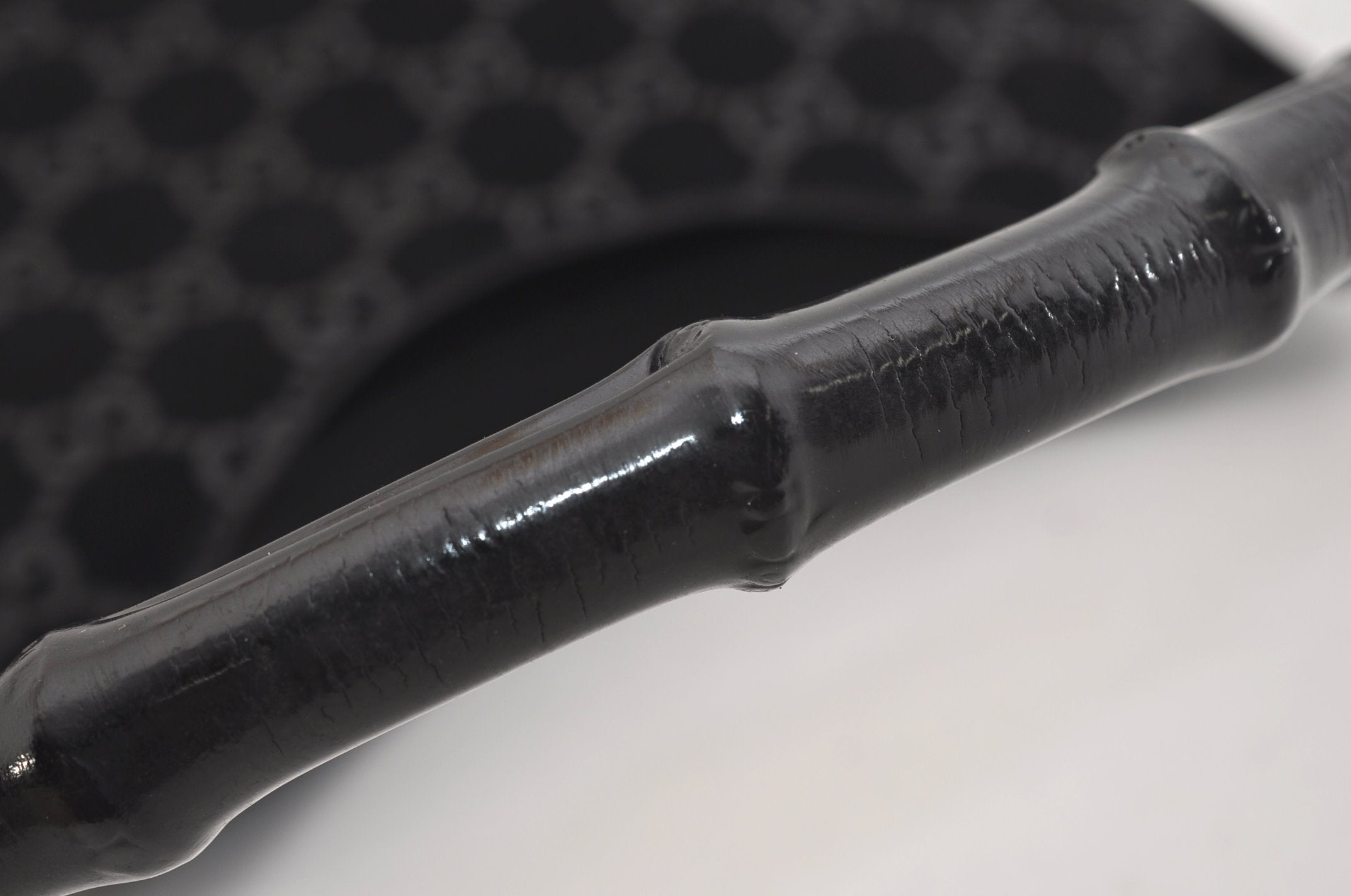 Authentic GUCCI Bamboo Shoulder Bag Purse GG Suede 0013008 Black Junk 7185J