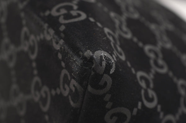 Authentic GUCCI Bamboo Shoulder Bag Purse GG Suede 0013008 Black Junk 7185J