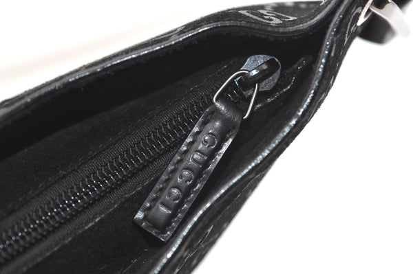 Authentic GUCCI Bamboo Shoulder Bag Purse GG Suede 0013008 Black Junk 7185J