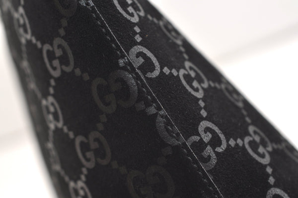 Authentic GUCCI Bamboo Shoulder Bag Purse GG Suede 0013008 Black Junk 7185J