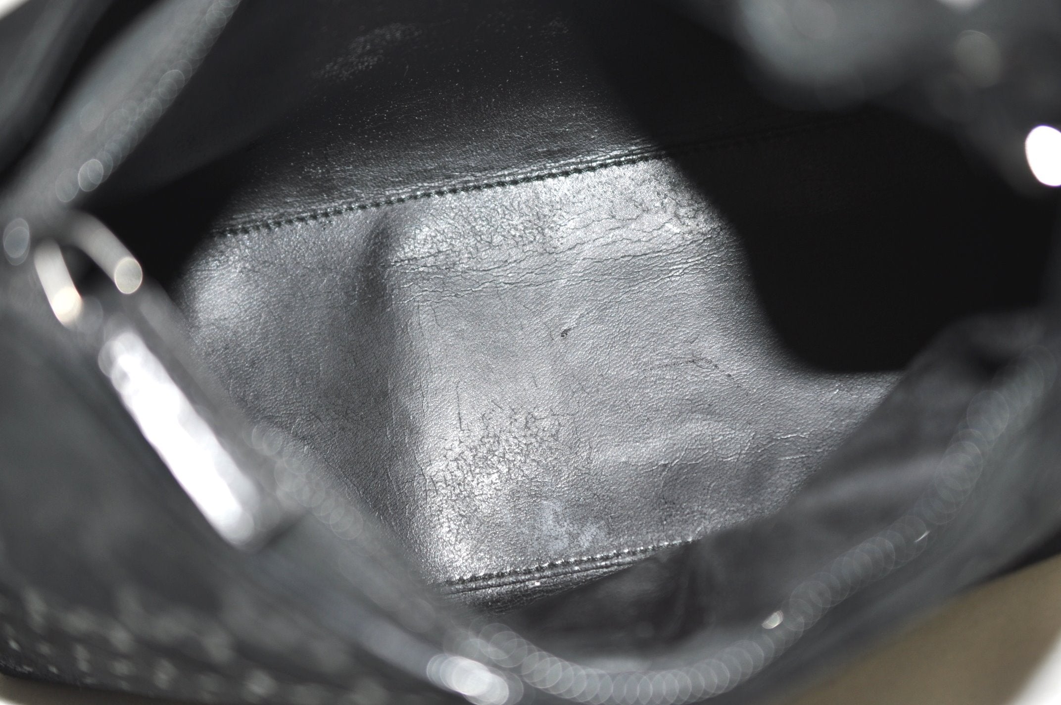 Authentic GUCCI Bamboo Shoulder Bag Purse GG Suede 0013008 Black Junk 7185J