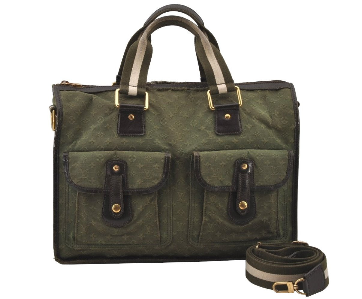 Auth Louis Vuitton Monogram Mini Sac Marie Kate 48h Hand Bag M42342 Green 7186J