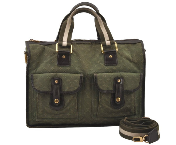 Auth Louis Vuitton Monogram Mini Sac Marie Kate 48h Hand Bag M42342 Green 7186J