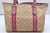 Authentic GUCCI Sherry Line Shoulder Tote Bag GG Canvas Leather Beige 7192K