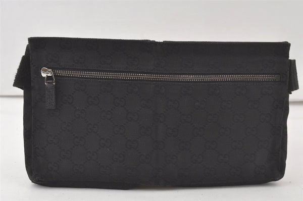 Authentic GUCCI Vintage Waist Body Bag Purse GG Canvas Leather 28566 Black 7193K