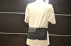 Authentic GUCCI Vintage Waist Body Bag Purse GG Canvas Leather 28566 Black 7193K