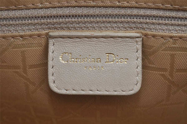 Authentic Christian Dior Lady Dior Lamb Skin Cannage 2Way Hand Bag White 7195I