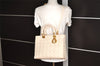 Authentic Christian Dior Lady Dior Lamb Skin Cannage 2Way Hand Bag White 7195I