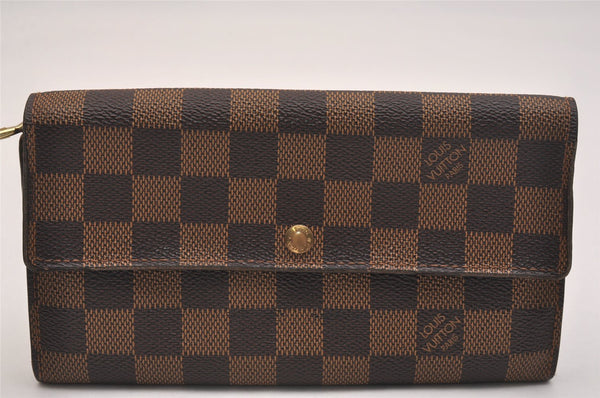 Authentic Louis Vuitton Damier Pochette Porte Monnaie Credit N61724 Wallet 7195J