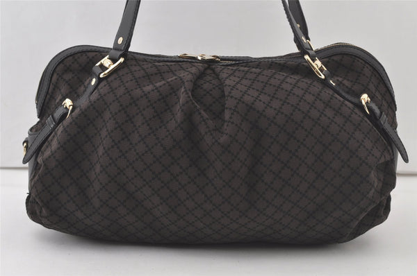 Authentic GUCCI Diamante Shoulder Hand Bag Canvas Leather 269929 Black 7198K