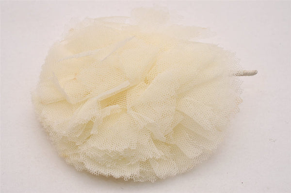 Authentic CHANEL Camellia Vintage Corsage Brooch Nylon White 7199J