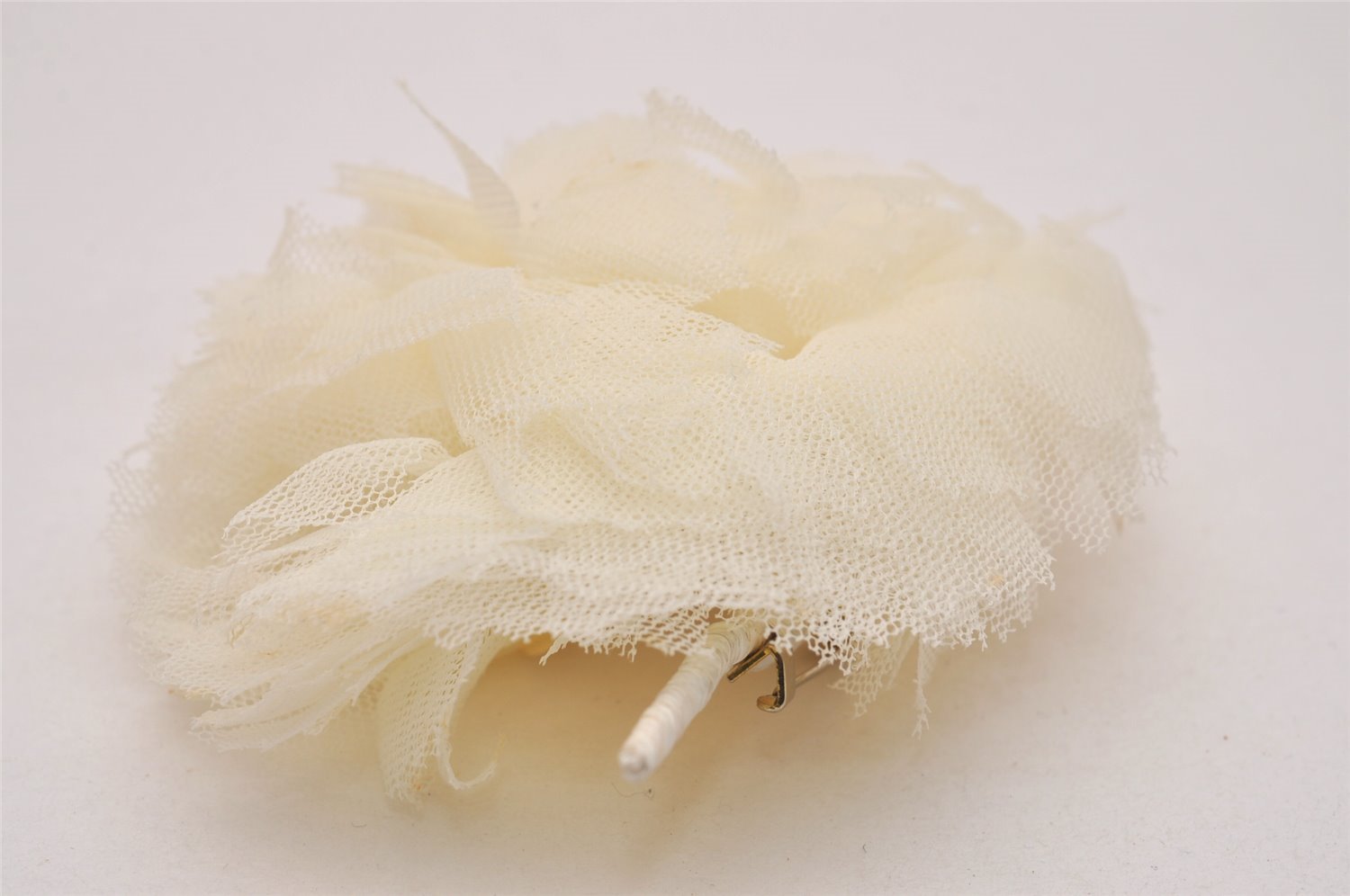 Authentic CHANEL Camellia Vintage Corsage Brooch Nylon White 7199J