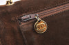 Authentic CHANEL CC Logo Chain Shoulder Long Wallet Suede Leather Brown 7201K