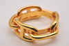 Authentic HERMES Scarf Ring Chaine d'Ancre Chain Design Gold Tone Box 7204J