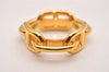 Authentic HERMES Scarf Ring Chaine d'Ancre Chain Design Gold Tone Box 7204J