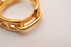 Authentic HERMES Scarf Ring Chaine d'Ancre Chain Design Gold Tone Box 7204J