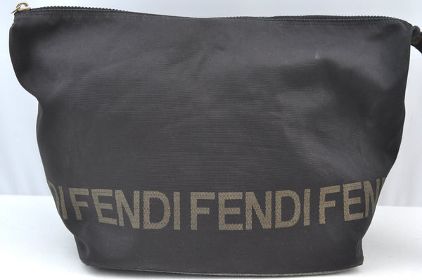 Authentic FENDI Vintage Shoulder Bag Purse Nylon Leather Black Junk 7207H