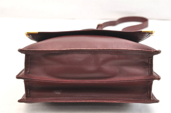 Authentic Cartier Must de Cartier Leather Shoulder Cross Bag Bordeaux Red 7209K