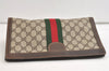 Authentic GUCCI Web Sherry Line Clutch Hand Bag GG PVC Leather Brown Junk 7212J