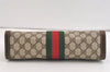 Authentic GUCCI Web Sherry Line Clutch Hand Bag GG PVC Leather Brown Junk 7212J