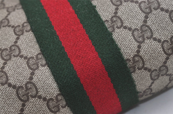 Authentic GUCCI Web Sherry Line Clutch Hand Bag GG PVC Leather Brown Junk 7212J
