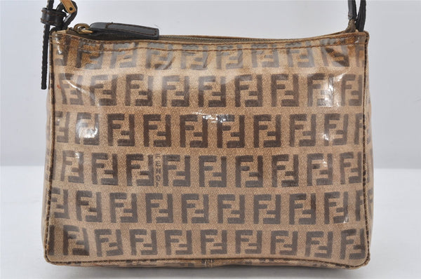 Authentic FENDI Zucchino Shoulder Hand Bag Purse PVC Leather Brown 7212K