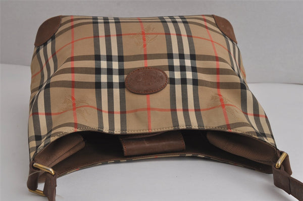 Authentic Burberrys Nova Check Shoulder Bag Purse Canvas Leather Beige 7215J