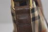 Authentic Burberrys Nova Check Shoulder Bag Purse Canvas Leather Beige 7215J
