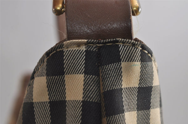 Authentic Burberrys Nova Check Shoulder Bag Purse Canvas Leather Beige 7215J
