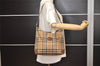 Authentic Burberrys Nova Check Shoulder Bag Purse Canvas Leather Beige 7215J