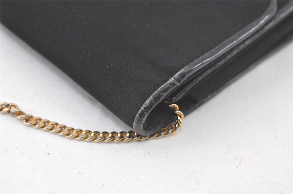 Authentic GUCCI Vintage Chain Shoulder Hand Bag Purse Nylon Leather Black 7216K