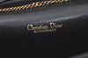 Authentic Christian Dior Trotter Chain Shoulder Bag Canvas Leather Black 7217K