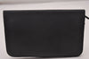 Authentic HERMES Dogon GM Vintage Leather Long Wallet Purse Black 7218I