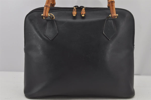 Authentic GUCCI Bamboo 2Way Shoulder Hand Bag Leather Navy Junk 7218J