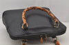 Authentic GUCCI Bamboo 2Way Shoulder Hand Bag Leather Navy Junk 7218J
