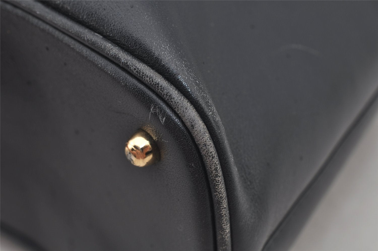 Authentic GUCCI Bamboo 2Way Shoulder Hand Bag Leather Navy Junk 7218J