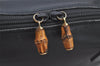 Authentic GUCCI Bamboo 2Way Shoulder Hand Bag Leather Navy Junk 7218J