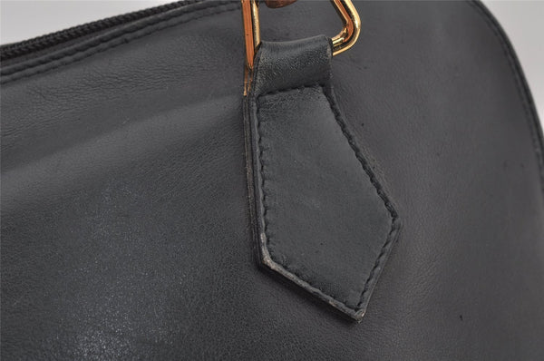 Authentic GUCCI Bamboo 2Way Shoulder Hand Bag Leather Navy Junk 7218J