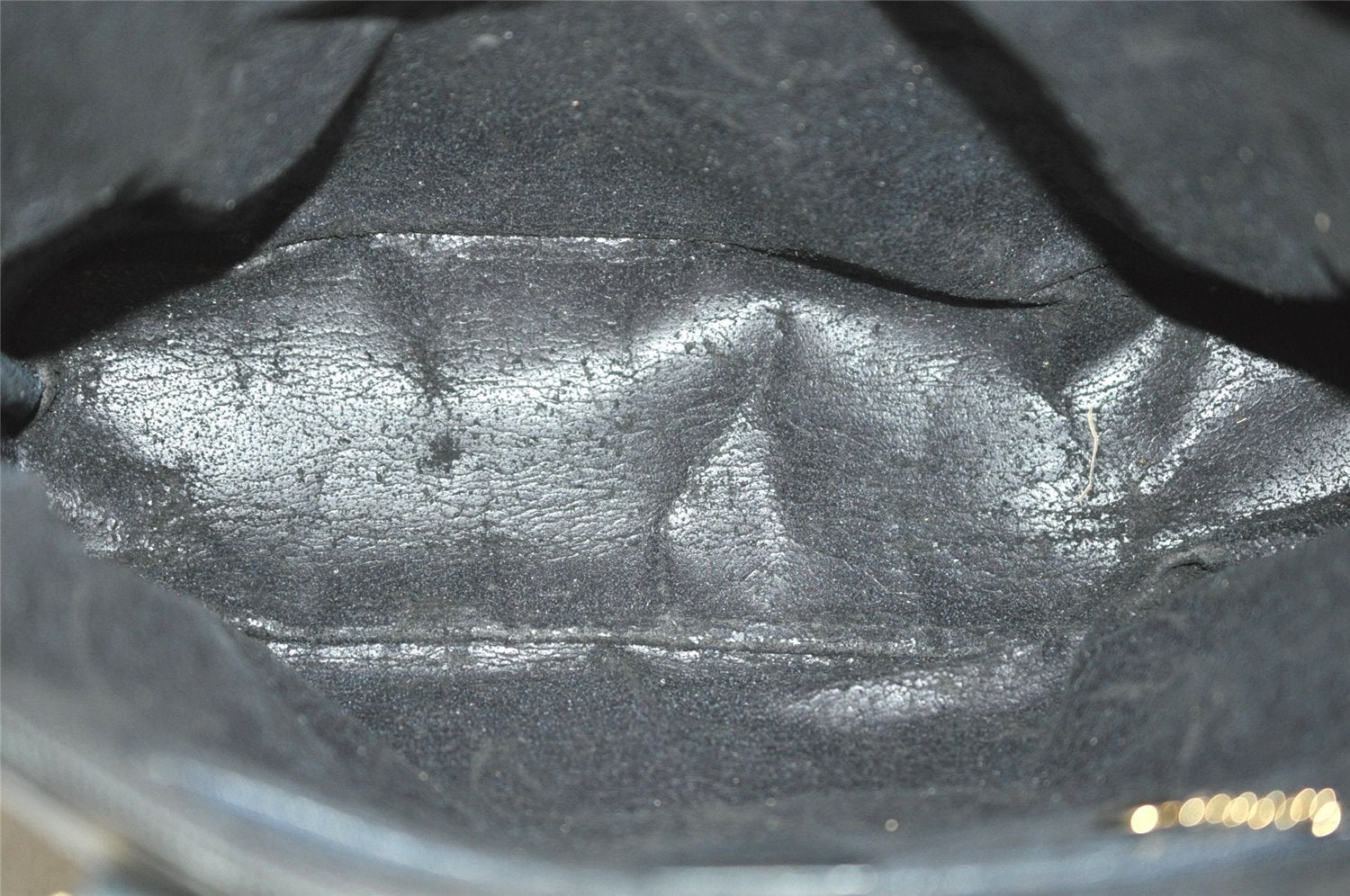 Authentic GUCCI Bamboo 2Way Shoulder Hand Bag Leather Navy Junk 7218J