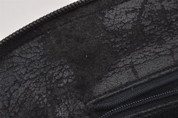 Authentic GUCCI Bamboo 2Way Shoulder Hand Bag Leather Navy Junk 7218J