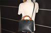 Authentic GUCCI Bamboo 2Way Shoulder Hand Bag Leather Navy Junk 7218J