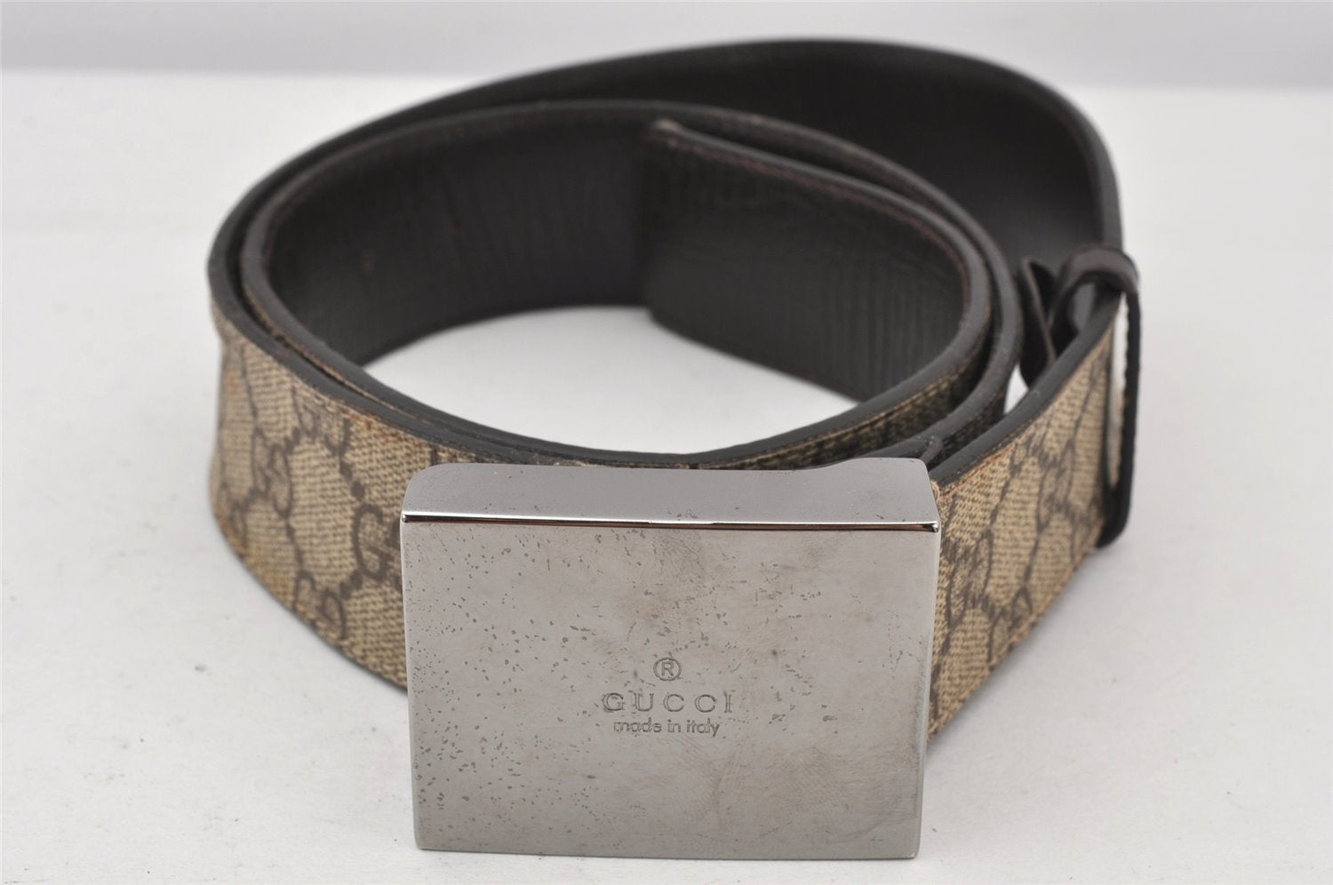 Authentic GUCCI Belt GG PVC Leather Size 95cm 37.4