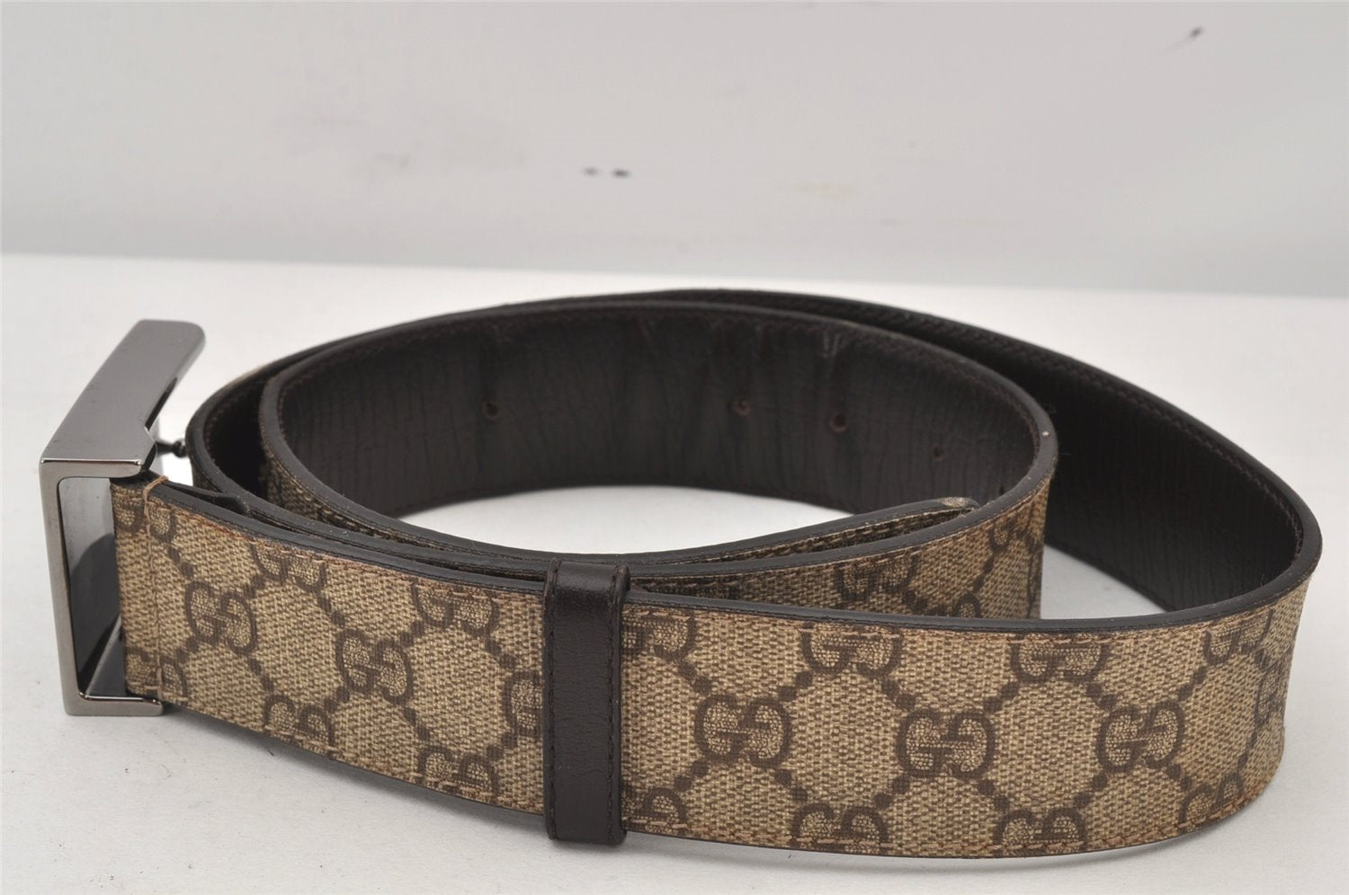 Authentic GUCCI Belt GG PVC Leather Size 95cm 37.4