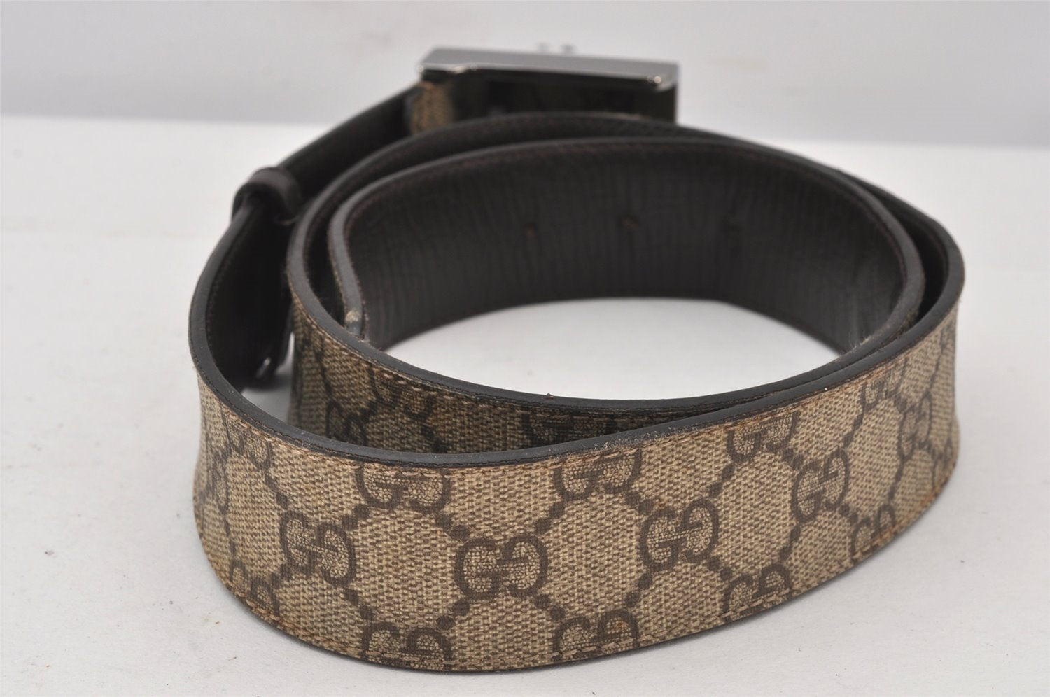 Authentic GUCCI Belt GG PVC Leather Size 95cm 37.4